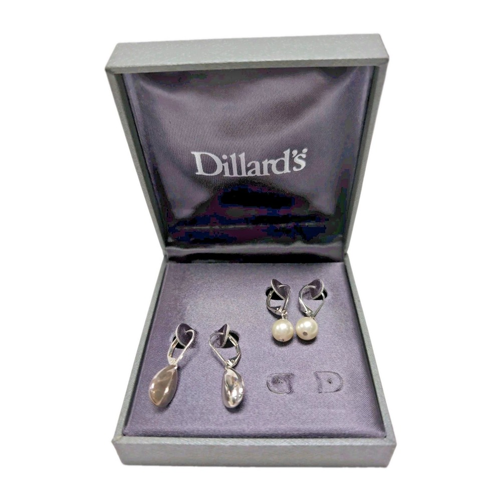 Set Of 2 Leverback Dangle Earrings Silver Tone Dillard's Fashion Jewelry